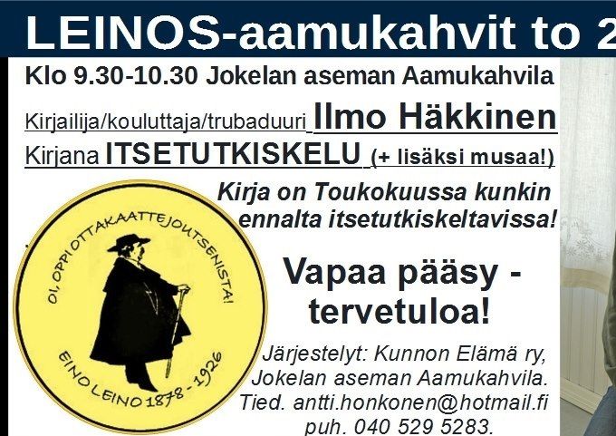 Seuramme jäsen Ilmo Häkkinen esiintyy 23.5. Jokelan asemakahvilassa
